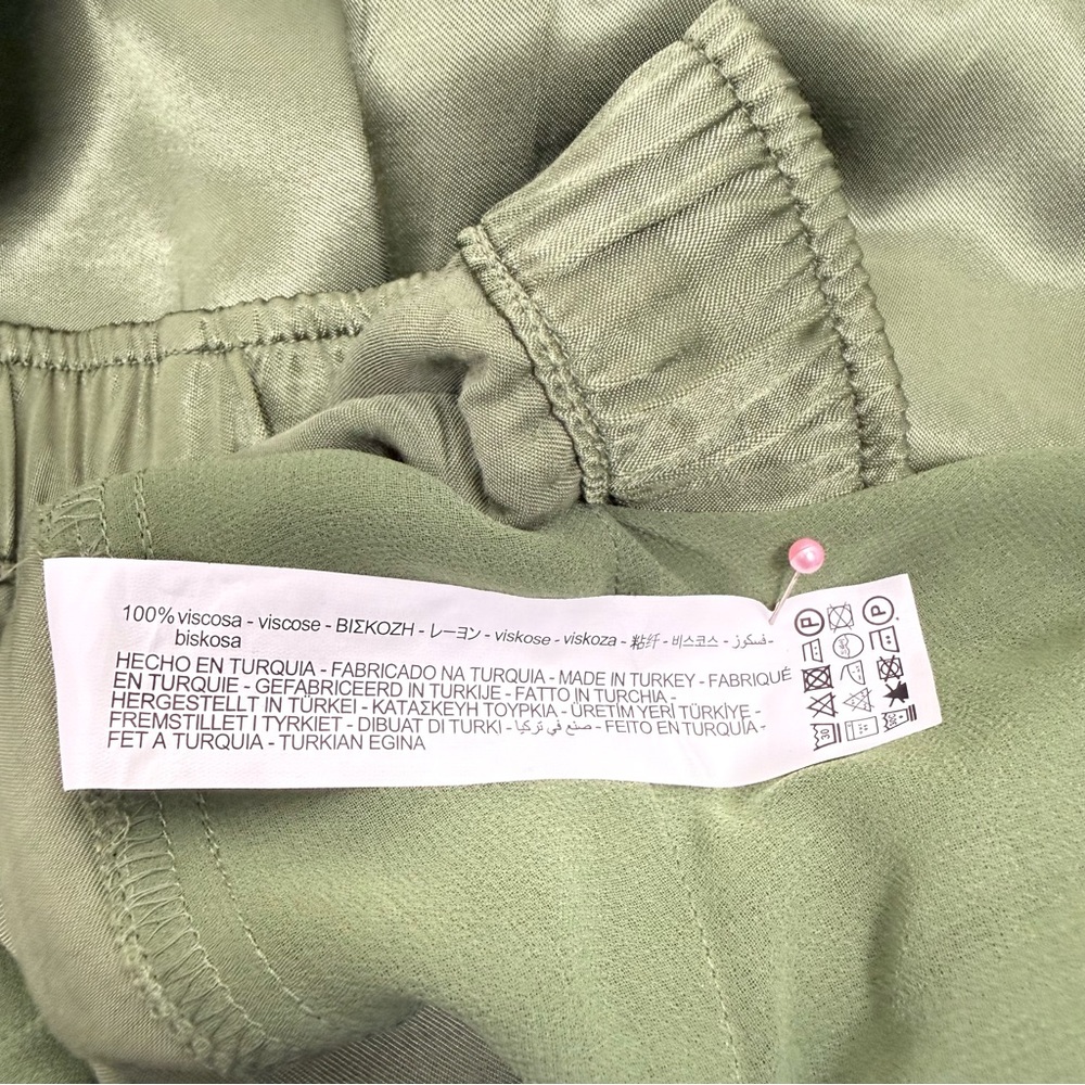 ZARA Olive Green Satin 2-Piece Set/Oversized Top XS/Pants L NWOT - Picture 11 of 11